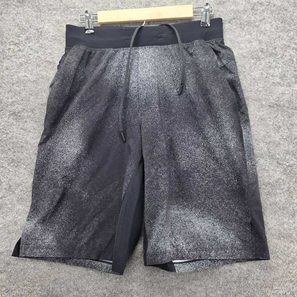 Lululemon Shorts Mens Medium Black Gray Speckle Athletic Running Lined Pockets